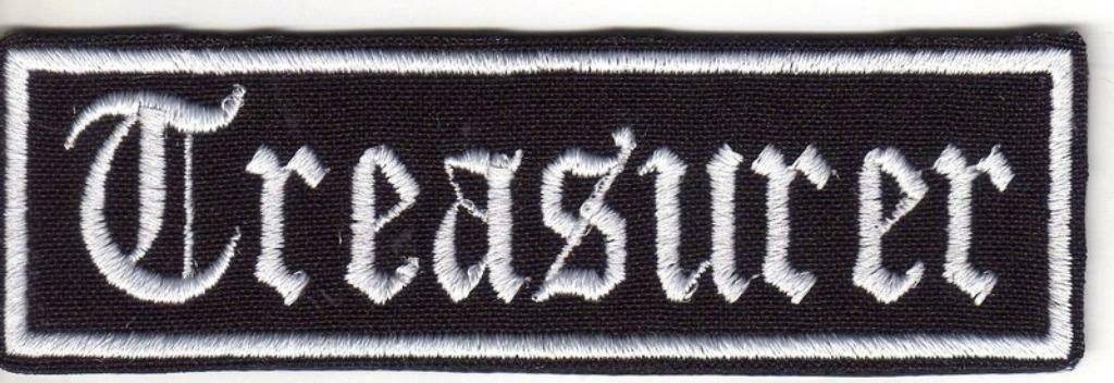 Patch Treasurer rang motorclub - 100 x 30 mm, Ophalen of Verzenden, Nieuw zonder kaartje, Overige typen