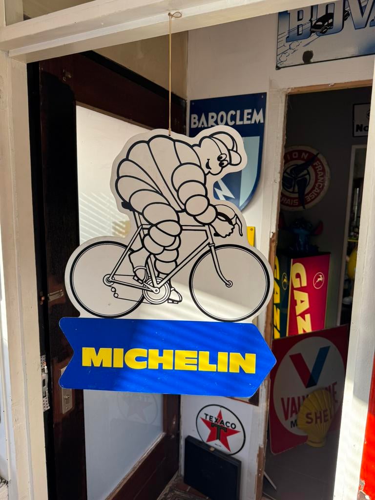 Vintage Michelin fietsbanden reclamebord, Ophalen of Verzenden, Zo goed als nieuw, Reclamebord