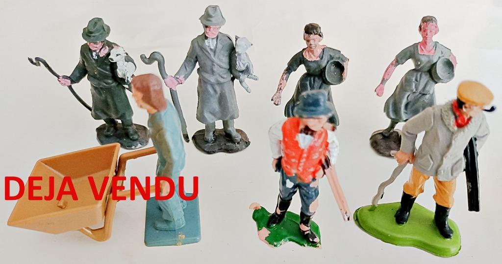 5 Figurines de la ferme vintage + 1 chasseur Britains 2050, Enlèvement ou Envoi, Utilisé, Humain