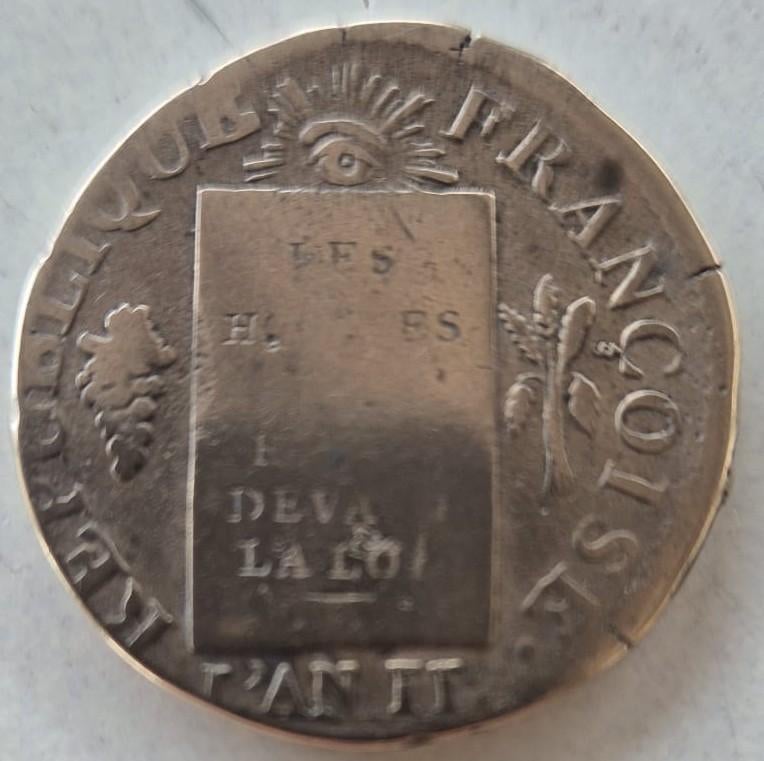 muntstuk 1ste Franse Republiek 1 sol - 1793 W, Verzenden, Frankrijk, Losse munt