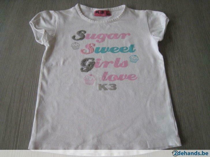 T-shirt K3 - maat 128, Enlèvement ou Envoi, Comme neuf, Fille, Chemise ou À manches longues