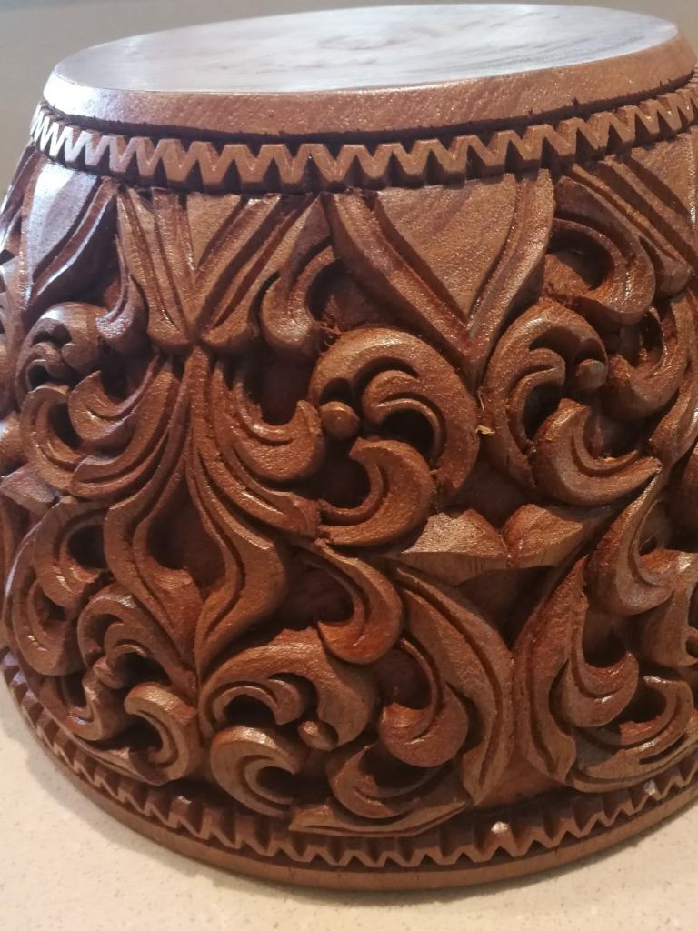 gesculpteerde houten diepe pot, Antiek en Kunst, Ophalen of Verzenden