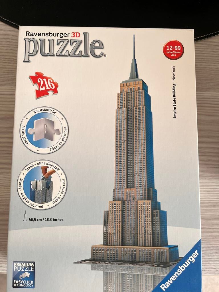 Empire state building NYC 3D puzzel, Ophalen of Verzenden, Minder dan 500 stukjes, Zo goed als nieuw, Rubik's of 3D-puzzel