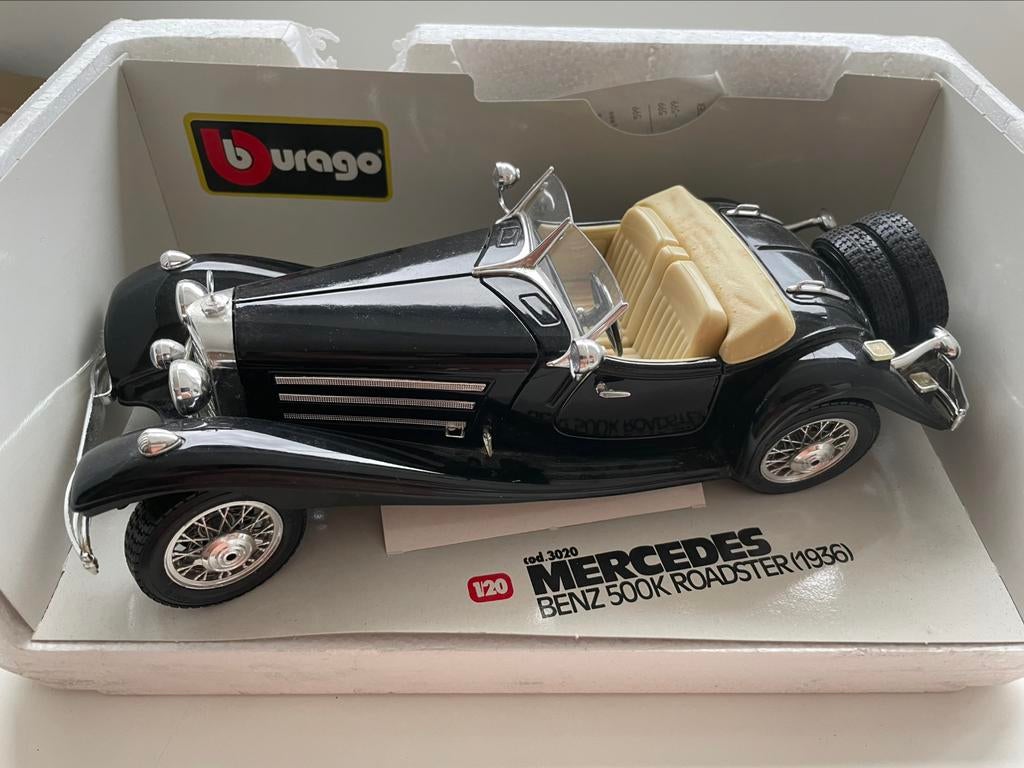 Roadster Mercedes-Benz 500k (1936) - 1/18e, Enlèvement ou Envoi, Comme neuf, Voiture, Burago