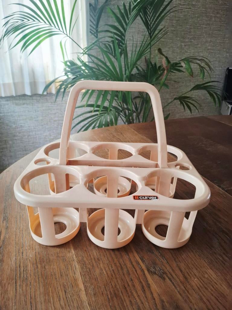 Vintage Curver flessenhouder - beige, Ophalen of Verzenden