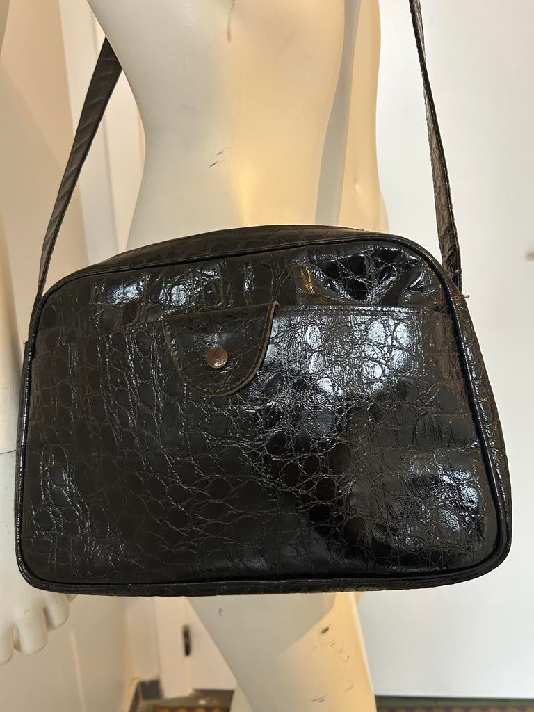 Sergio Rossi krokodillenbruine leren tas, Handtassen en Accessoires, Tassen | Damestassen, Ophalen of Verzenden
