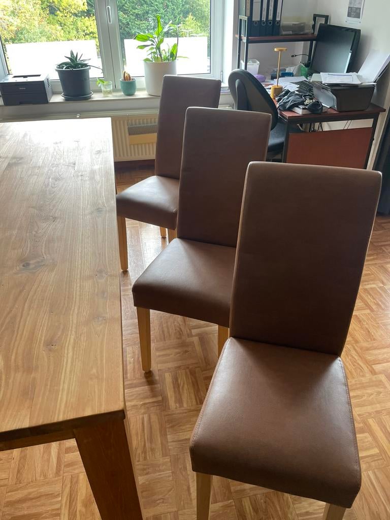 Table tek avec 6 chaises, Teck, 100 à 150 cm, Rectangulaire, 200 cm ou plus