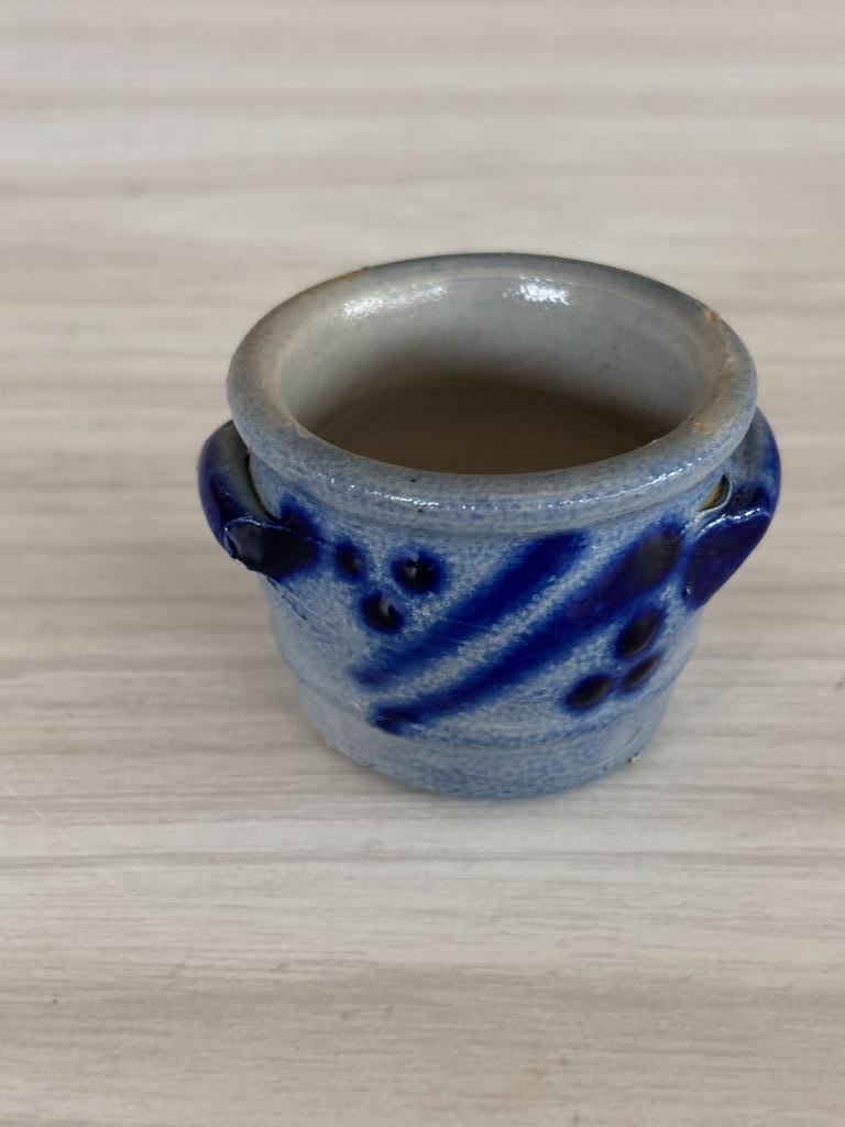 klein mosterpotje in grijs blauw aardewerk, Ophalen