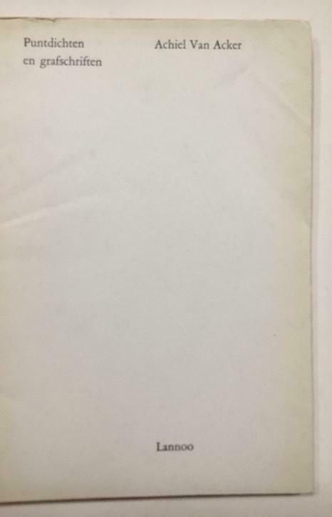 Puntdichten en grafschriften/Achiel Van Acker, Ophalen of Verzenden, Gelezen