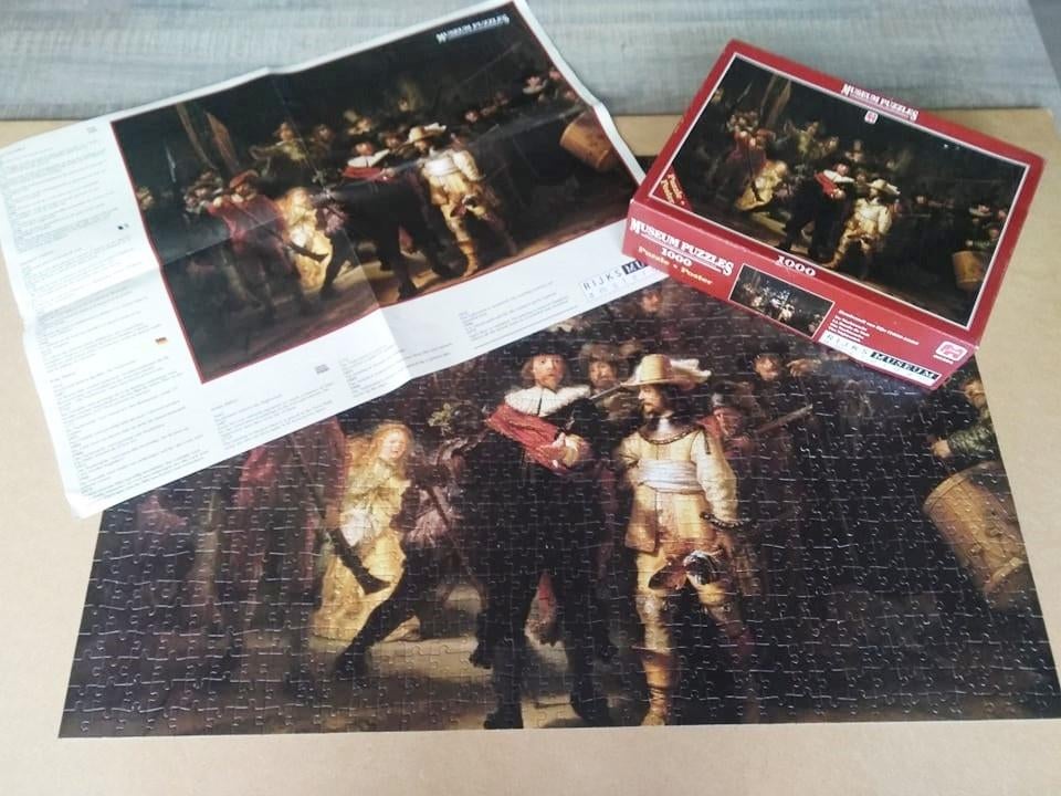 puzzel de nachtwacht 1000 stukjes met poster, Hobby en Vrije tijd, Ophalen of Verzenden