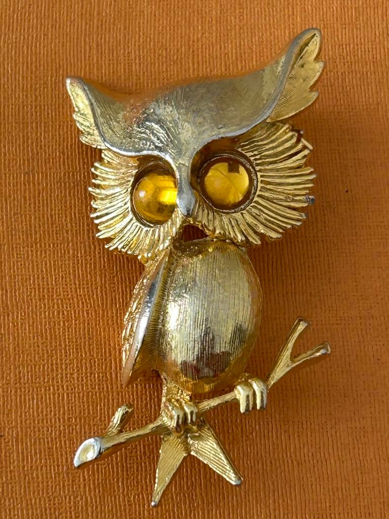 Sphinx broche hibou metal doré vintage, Enlèvement ou Envoi