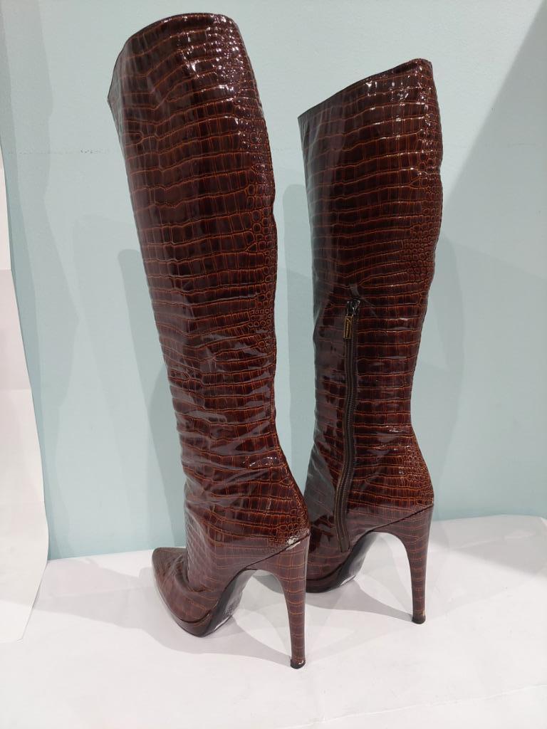 512C* CASADEI sexy bottes brunes full cuir (37), Brun, Porté, Bottes hautes, Casadei