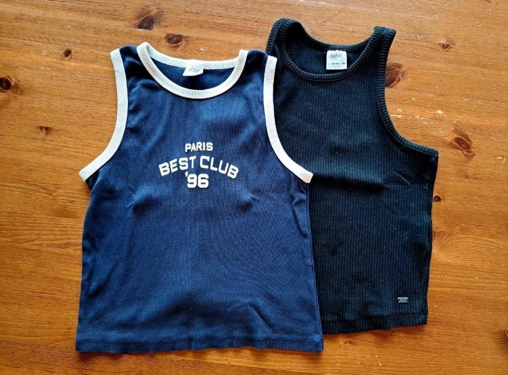 2 topjes van Zara, navy blue en zwart, Enfants & Bébés, Vêtements enfant | Taille 164, Enlèvement ou Envoi, Chemise ou À manches longues