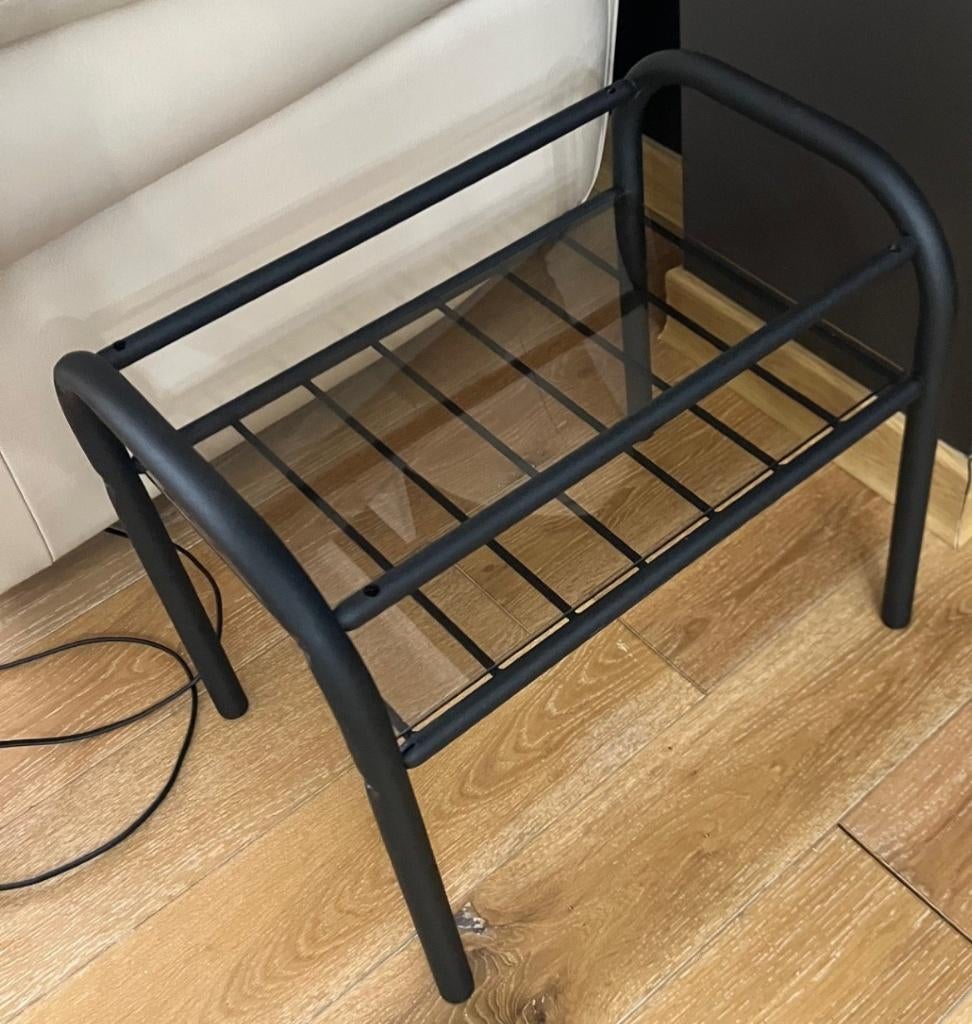Moderne zwarte bijzettafel, Ophalen, Minder dan 45 cm, Minder dan 55 cm, Rechthoekig