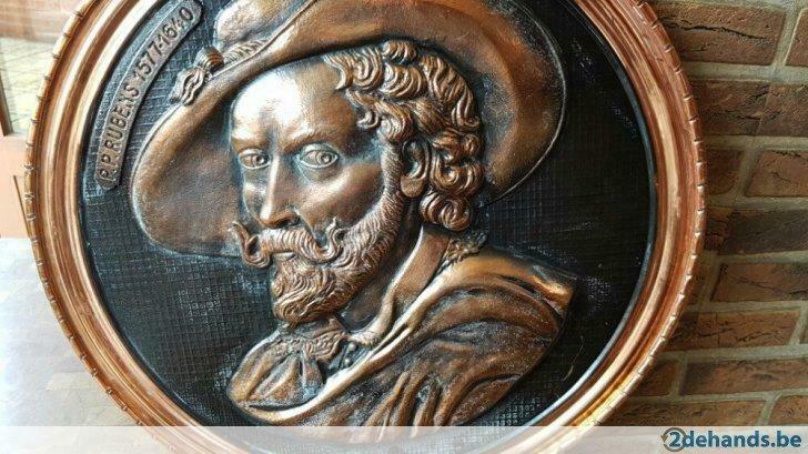 koperen bord Rubens, Antiquités & Art, Antiquités | Bronze & Cuivre