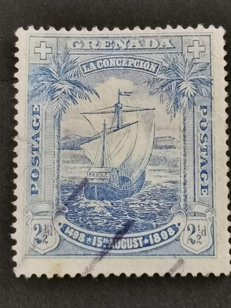 Grenada 1898 - voilier La Concepcion de Magellan, Enlèvement ou Envoi, Affranchi, Amérique du Nord