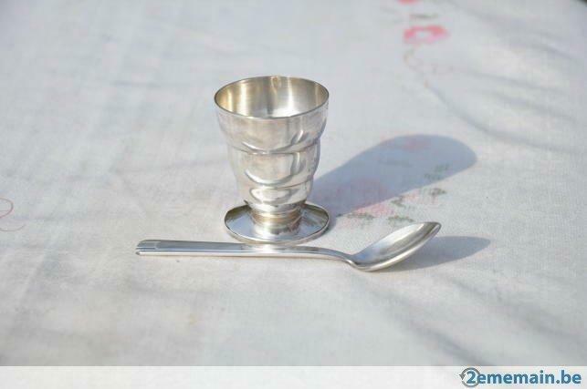 coquetier 3 étages avec sa petite cuillére poinçonnée, Enlèvement ou Envoi
