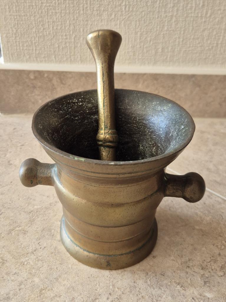 Vintage bronzen vijzel met stamper - 3 KG, Verzenden, Brons