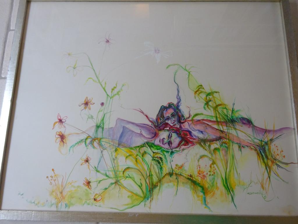 Paule Lonneville, aquarel, Flower Power, Ophalen