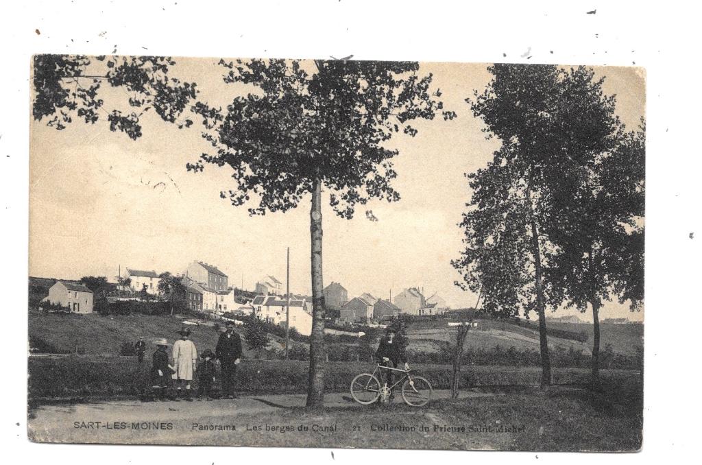 Sart-les-Moines NA9: Panoramisch uitzicht. De oevers van het, Verzenden, 1920 tot 1940, Gelopen, Henegouwen