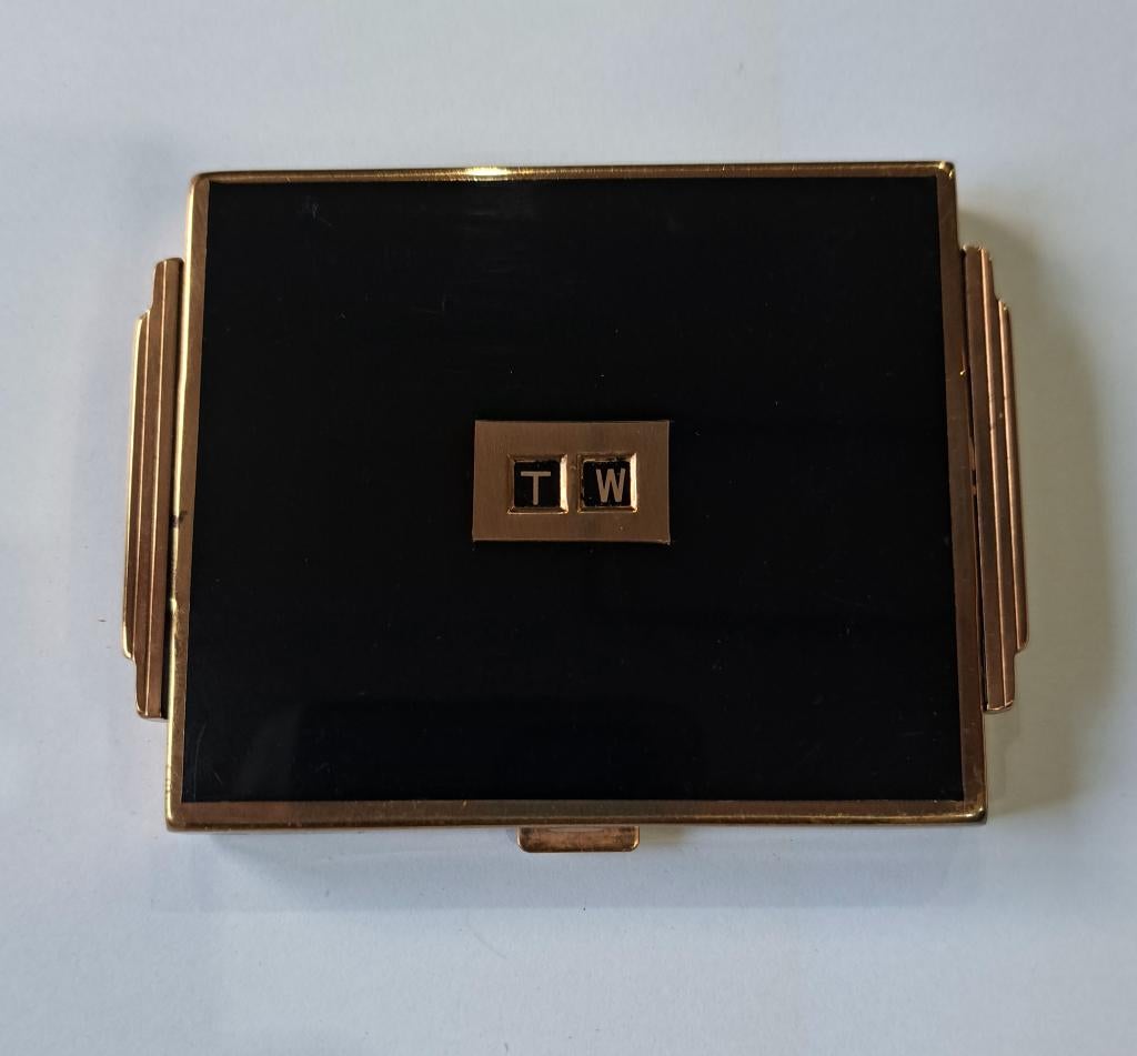 Ancien poudrier avec initiales modulable, voir description, Enlèvement, Utilisé