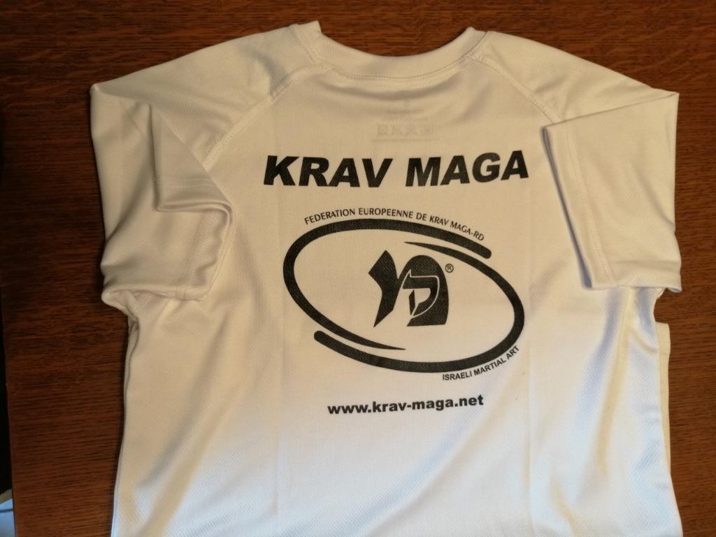 2 t-shirts blancs mixtes krav Maga taille S, Comme neuf, Enlèvement, Équipement d'arts martiaux, Taille S