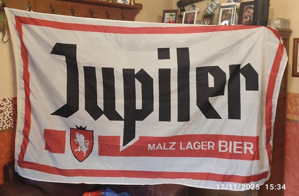 Jupiler-vlag., Verzamelen, Ophalen of Verzenden, Zo goed als nieuw, Reclamebord, Plaat of Schild, Jupiler