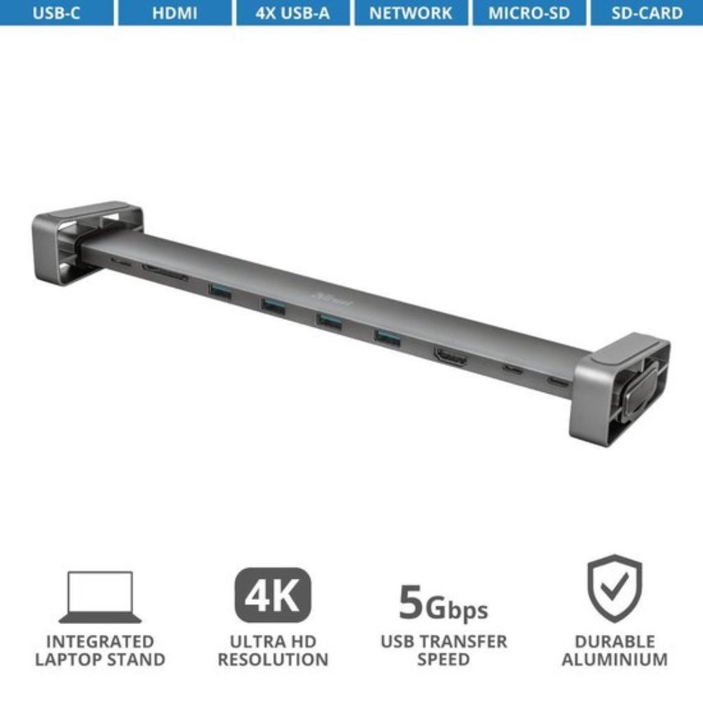 Dockingstation Trust Dalyx 10in1 USB-C, Computers en Software, Dockingstations, Laptop, Nieuw, Ophalen of Verzenden, Trust