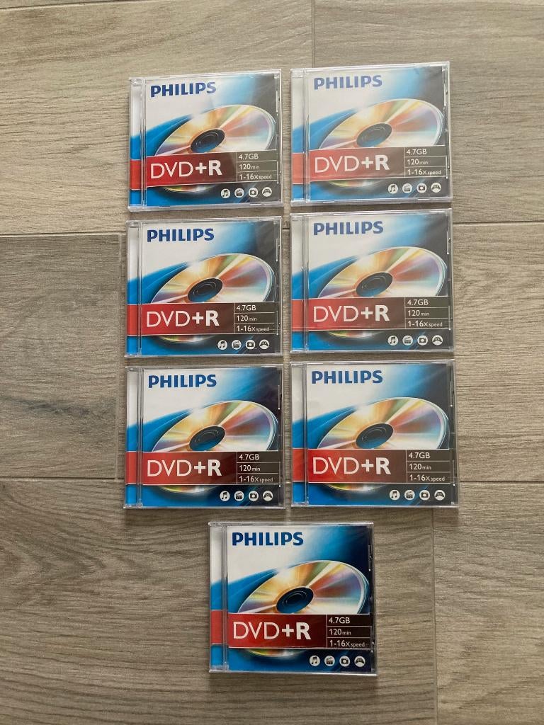 Set van 7 gloednieuwe DVD+R Philips, Computers en Software, Ophalen of Verzenden, Nieuw, Dvd, Philips