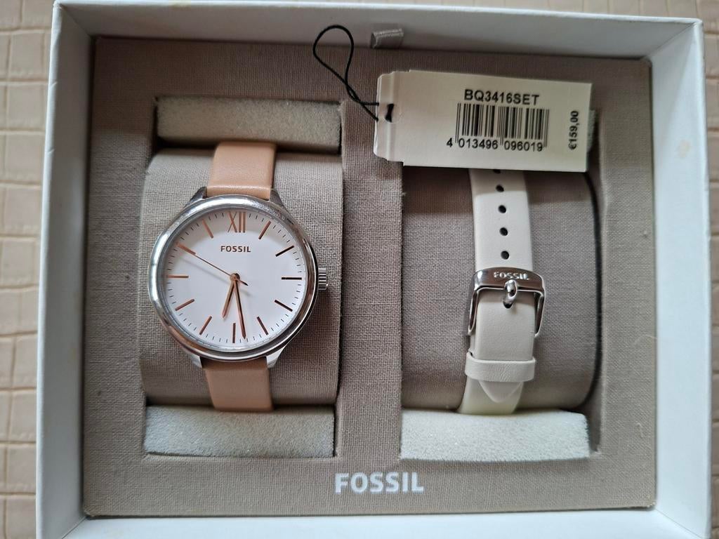 Fossil dameshorloge BQ3416SET, Leer, Staal, Fossil, Polshorloge