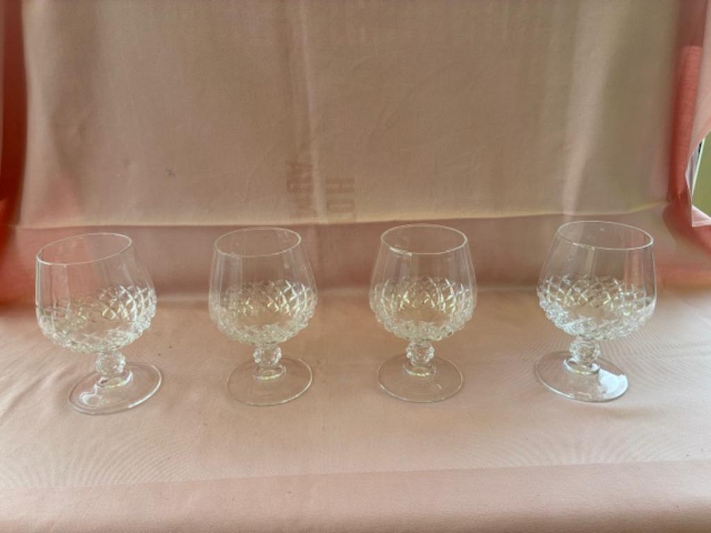 4 cognac glazen Cristal d' Arques, Antiek en Kunst, Ophalen