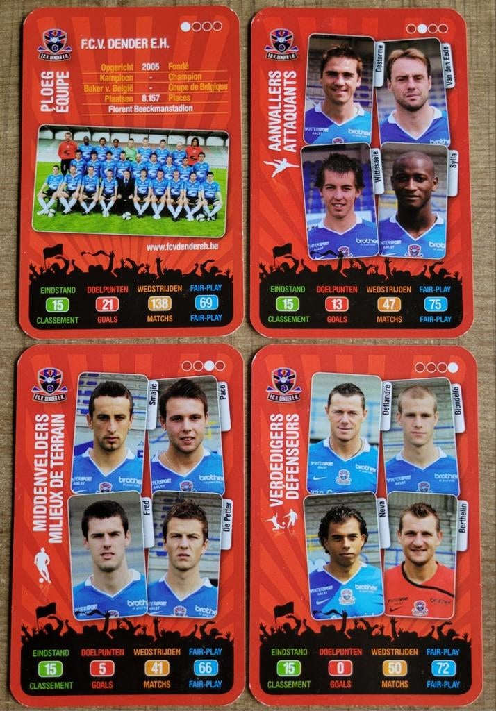 Voetbalclub Dender: 4 verzamelkaarten - seizoen 2008-2009, Verzamelen, Ophalen of Verzenden, Gebruikt, Poster, Plaatje of Sticker
