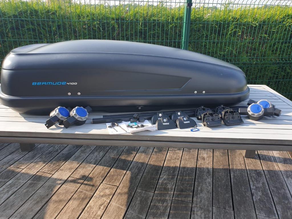 NORAUTO Ber. 4100 dakkoffer + THULE-bevestigingen + stangen, Auto diversen, Dakkoffers, Ophalen, Gebruikt