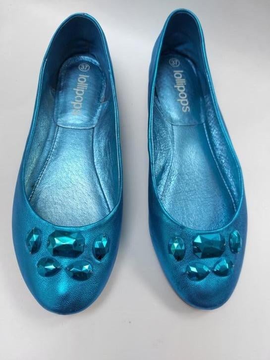 Chaussure Ballerine turquoise brillant, pierre turquoise 37, Nothing but Lallipops, Enlèvement ou Envoi, Autres couleurs, Porté