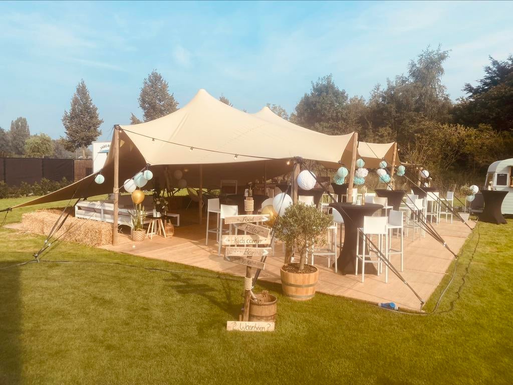 STRETCH TENT huren 8,5x10m met plaatsing&lichtjes eyecatcher, Locatie of Ruimte