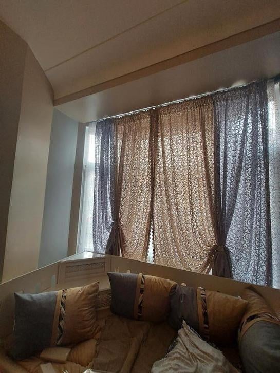 Rideaux salon en velours beige gris, Enlèvement ou Envoi, Neuf, Gris