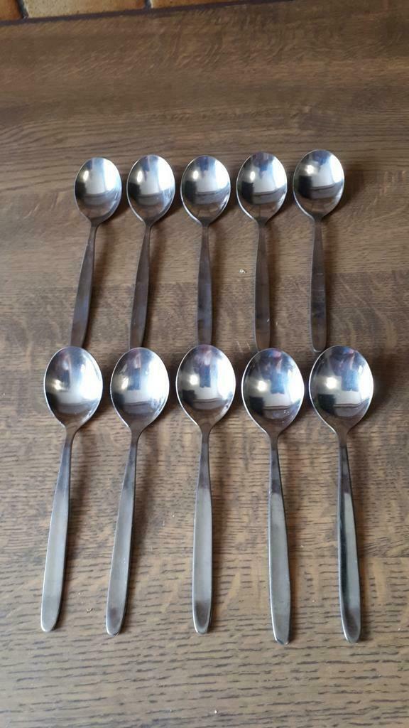 11 dessertlepeltjes, Huis en Inrichting, Ophalen of Verzenden, Gebruikt, Inox of Chroom