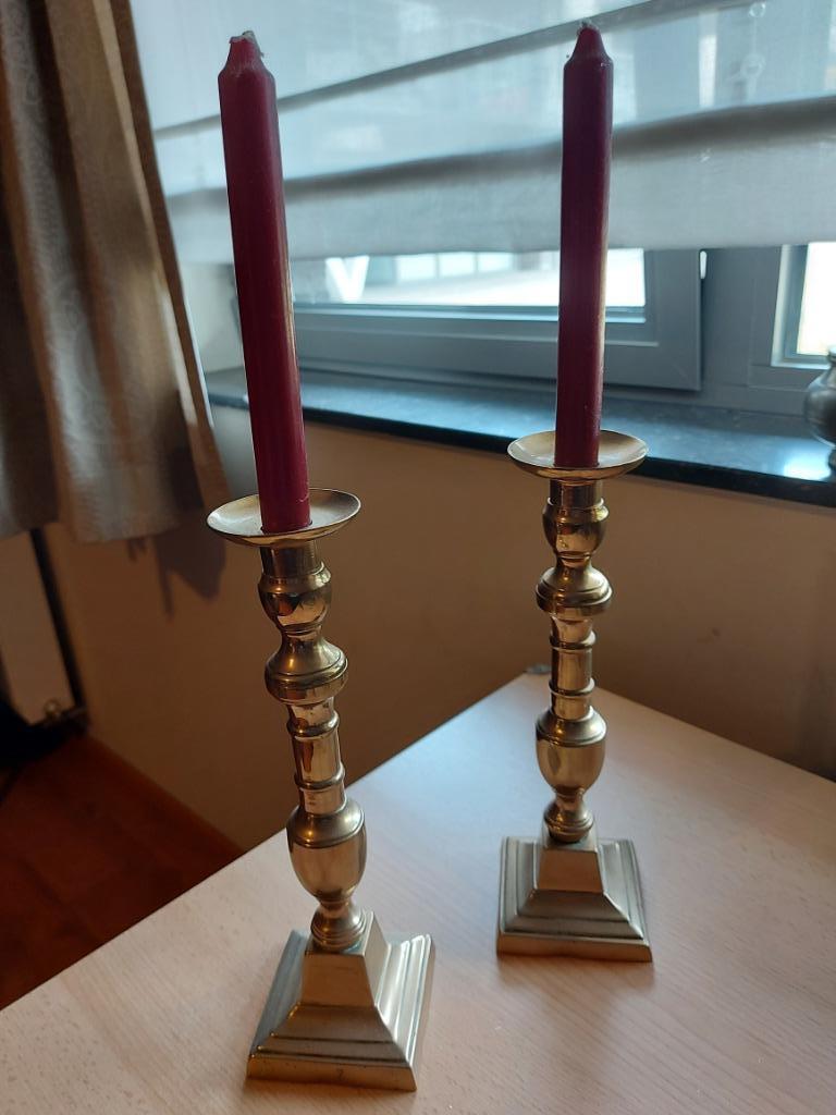 koperen kandelaars, Antiek en Kunst, Antiek | Klokken, Ophalen of Verzenden