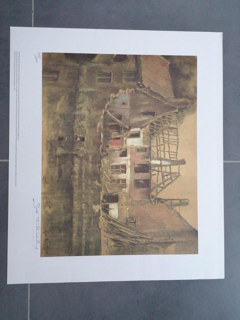 Guillaume Michiels 1933. Prent van schilderij Brugge., Antiek en Kunst, Kunst | Tekeningen en Fotografie, Ophalen of Verzenden