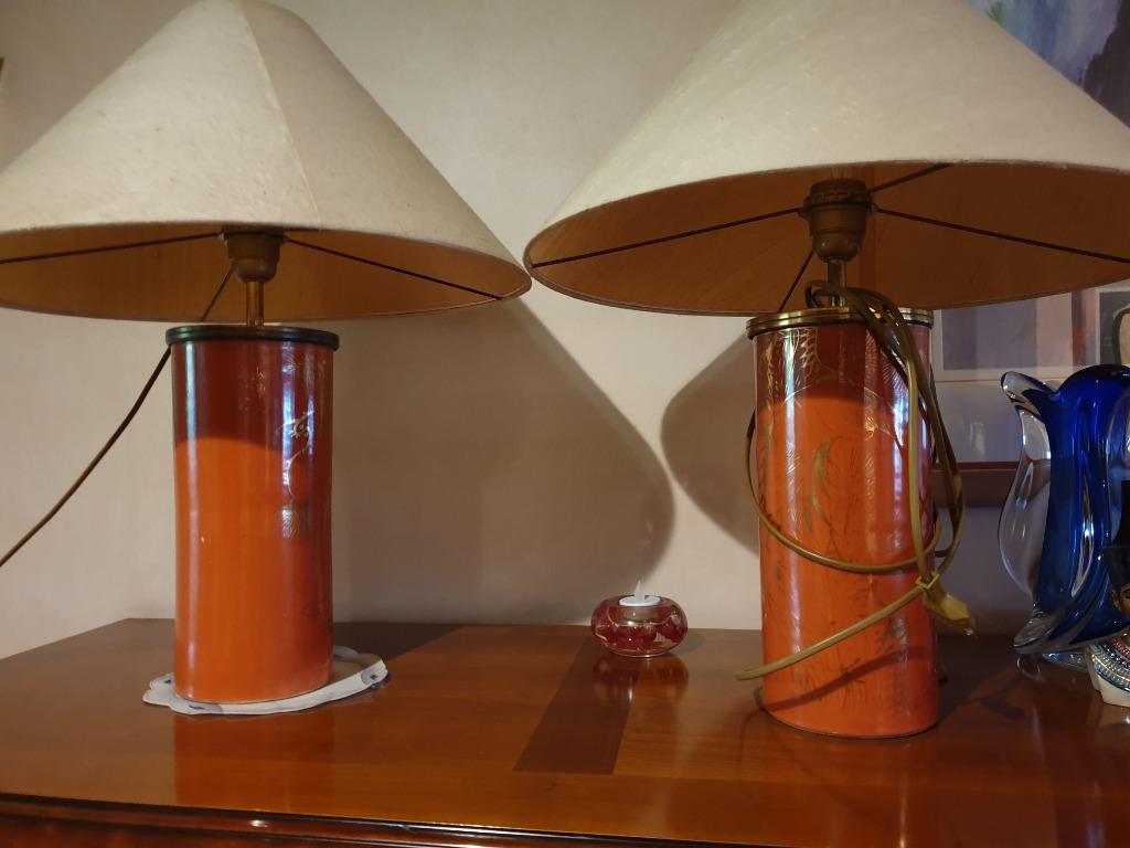 vintage set tafellampen tafellamp lamp chinees, Enlèvement, Utilisé