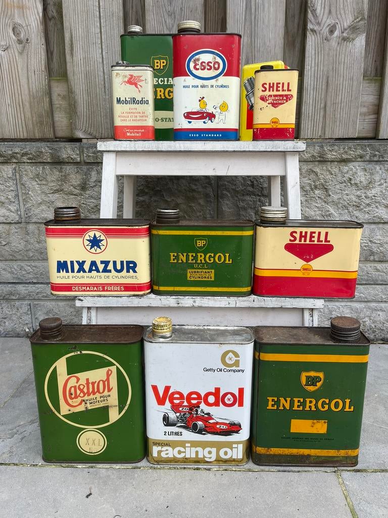 Divers vieux bidons d'huile de garage à vendre, Enlèvement ou Envoi, Utilisé, Autre, Autres marques
