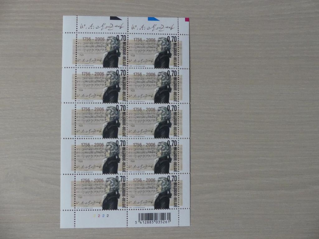 2006  Velletje Muziek "Mozart" met 10x zegel 3470, Postzegels en Munten, Ophalen of Verzenden, Postfris, Postfris, Muziek
