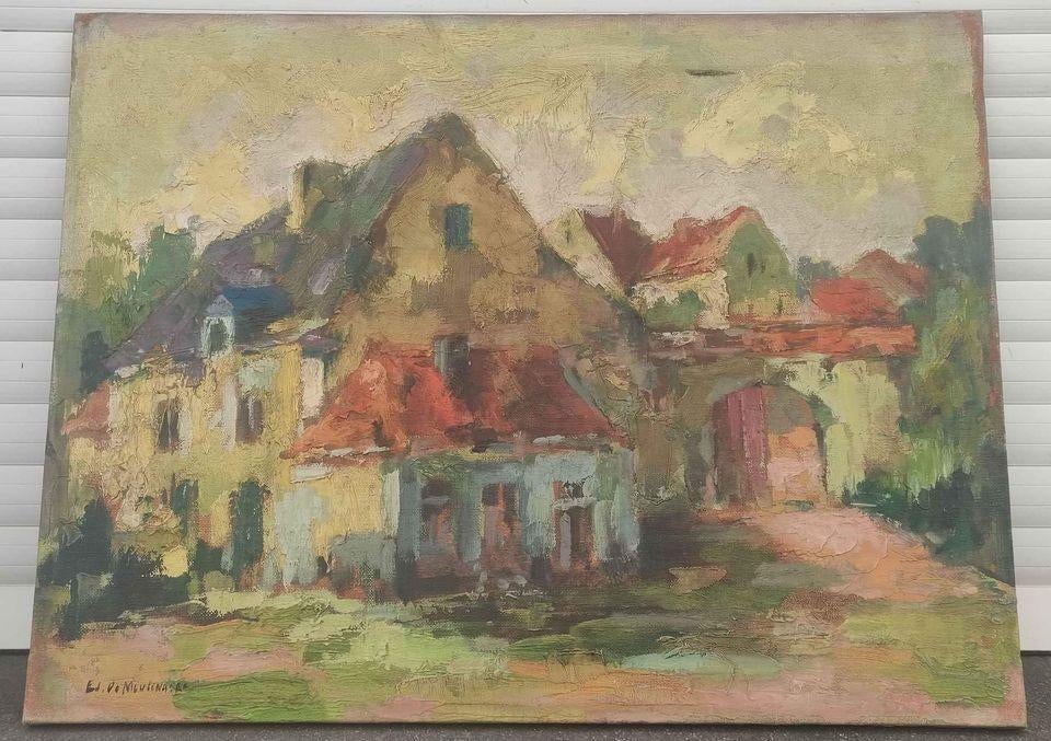 Huile sur toile maison signe Edmond de meulenaere, Enlèvement ou Envoi