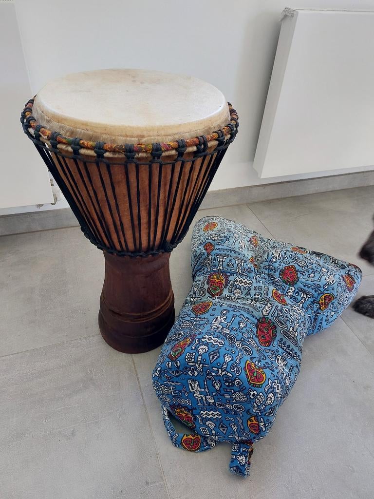 Kwalitatieve djembe met draaghoes, Ophalen, Gebruikt