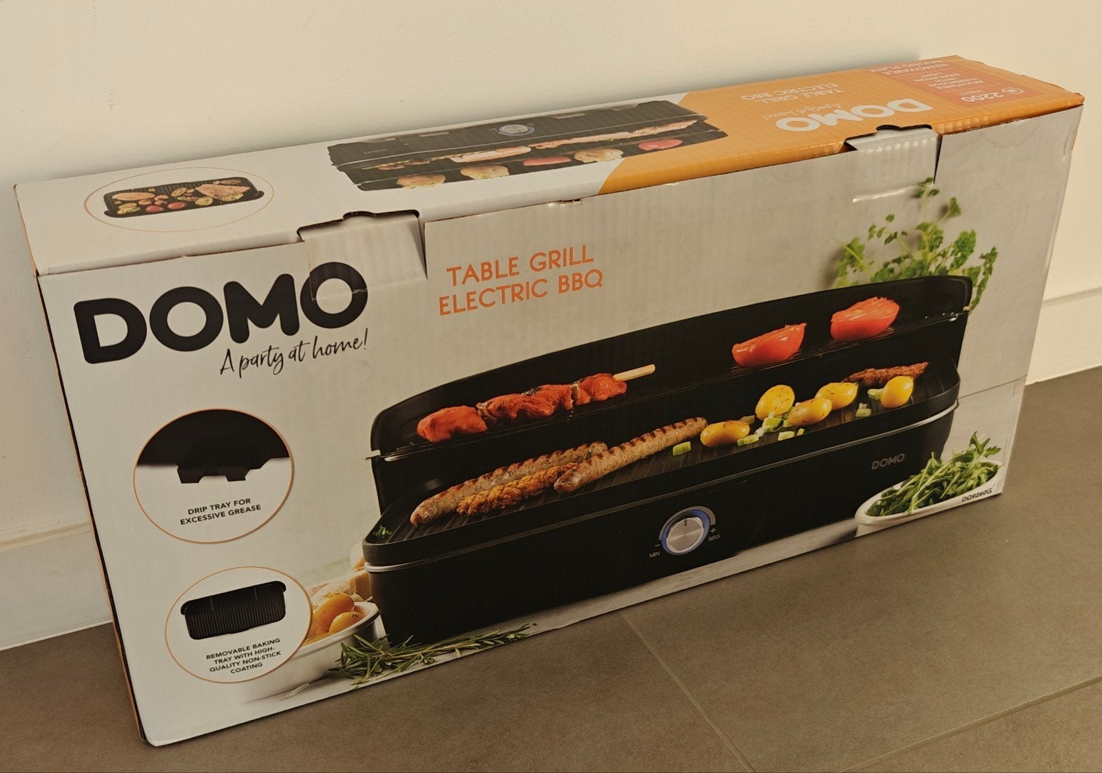 Domo elektrische bbq tafel grill + gratis slicer dicer, Enlèvement