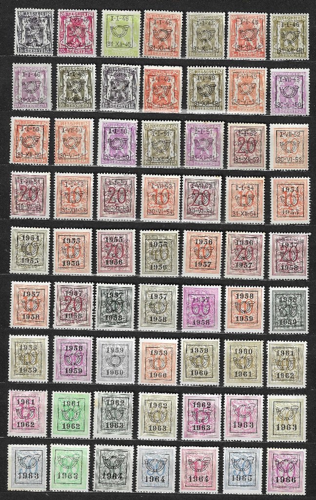 Série de timbres OPC Belgique PRE 1944-66 *, Enlèvement ou Envoi, Non oblitéré, Sans gomme