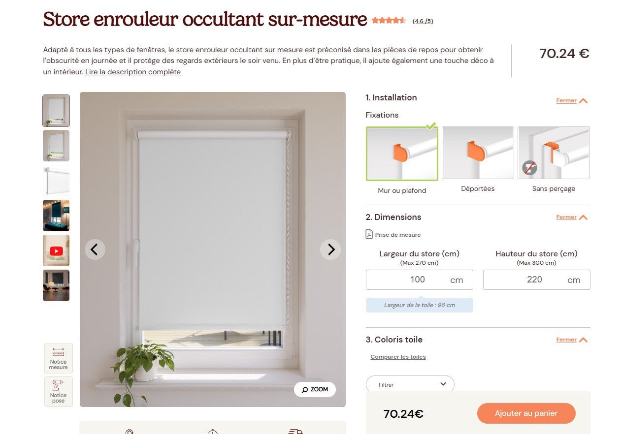 Store enrouleur occultanr blanc 220x100cm, Enlèvement, Neuf, Blanc