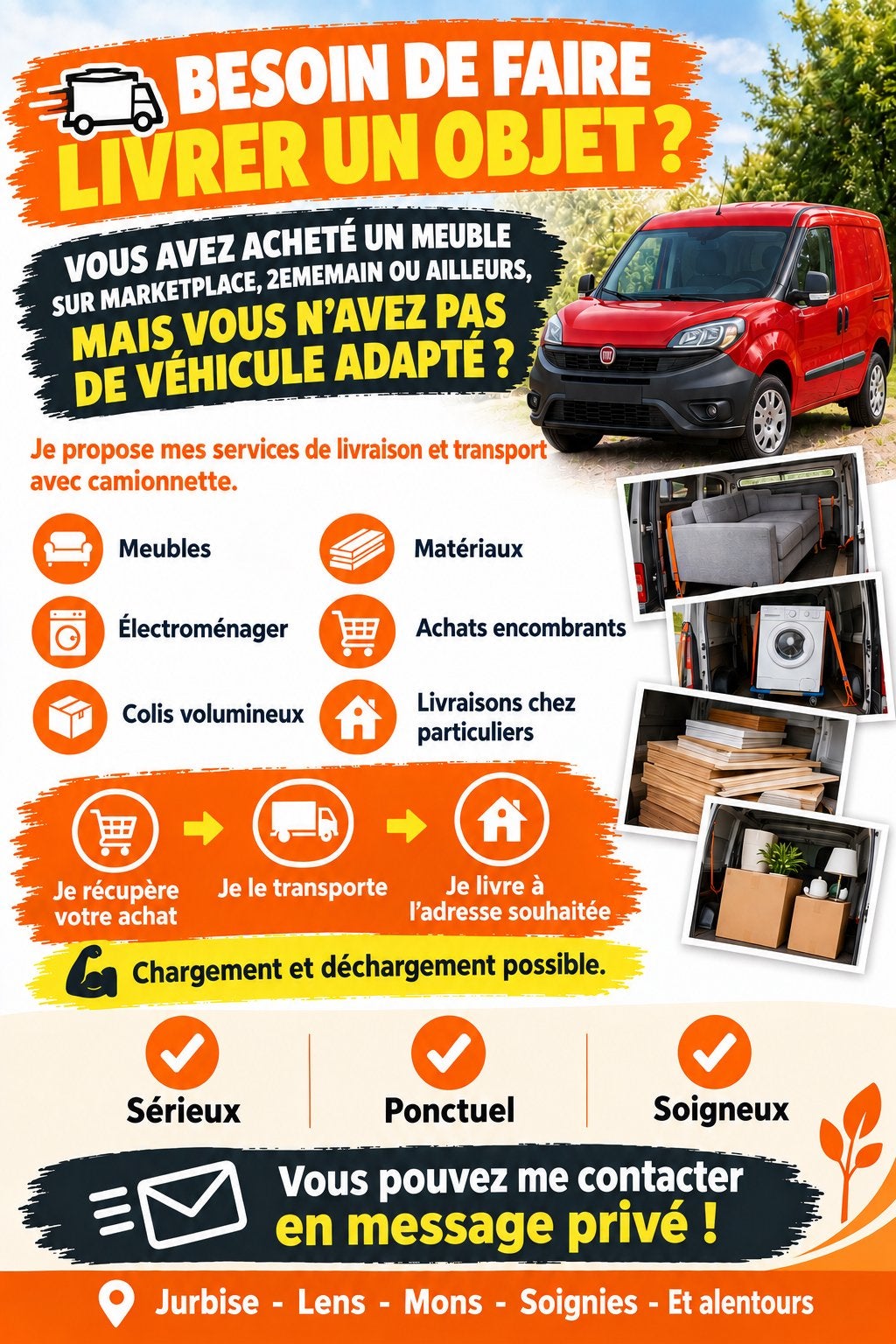 Livraison a domicile de vos gros meubles ou autres, Enlèvement ou Envoi