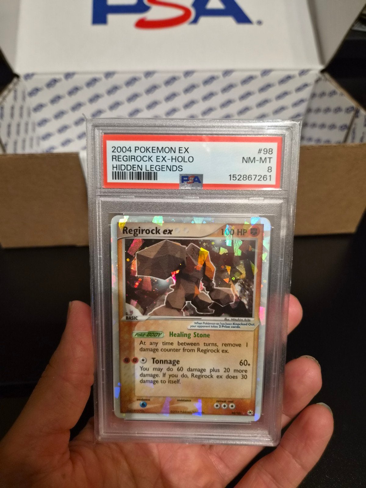 Regirock Ex PSA 8 Hidden Legend, Ophalen of Verzenden, Nieuw, Losse kaart, Foil