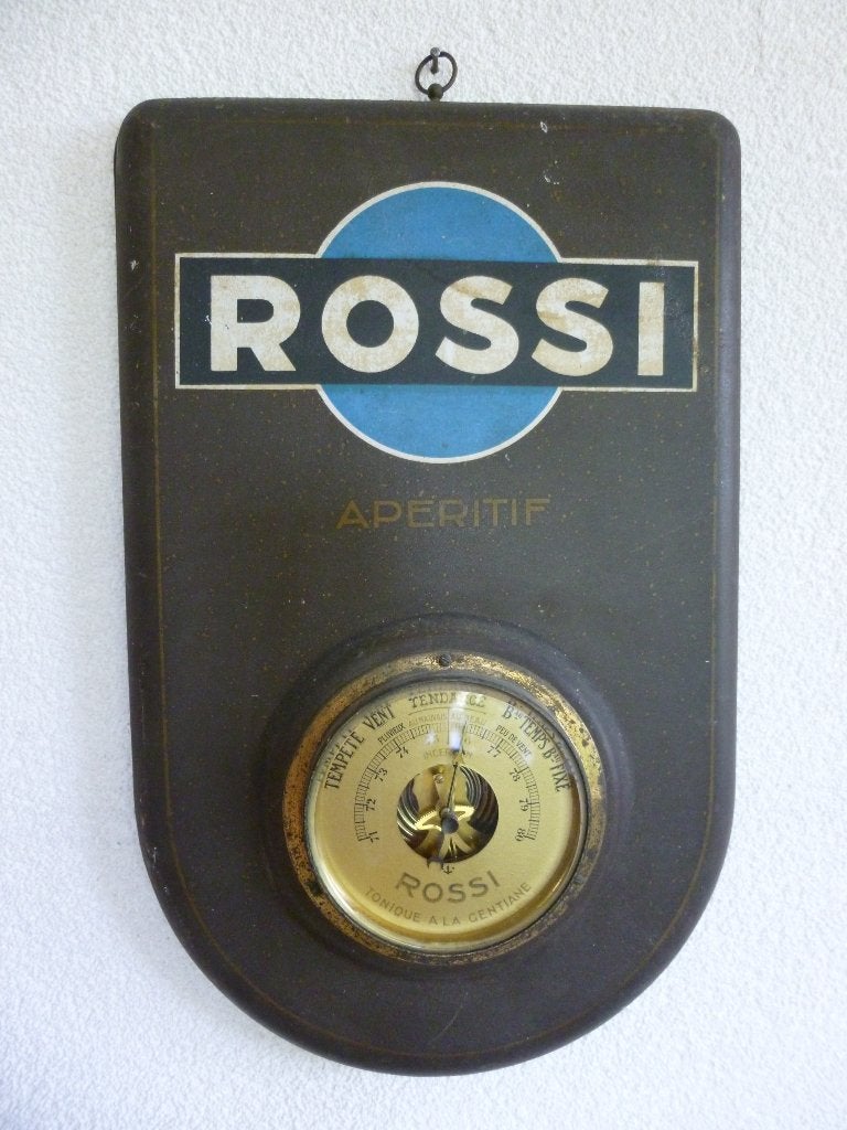 BAROMÈTRE«APÉRITIF ROSSI» EN MÉTAL ANCIEN ANNÉES 30-40, Enlèvement ou Envoi, Utilisé, Panneau publicitaire